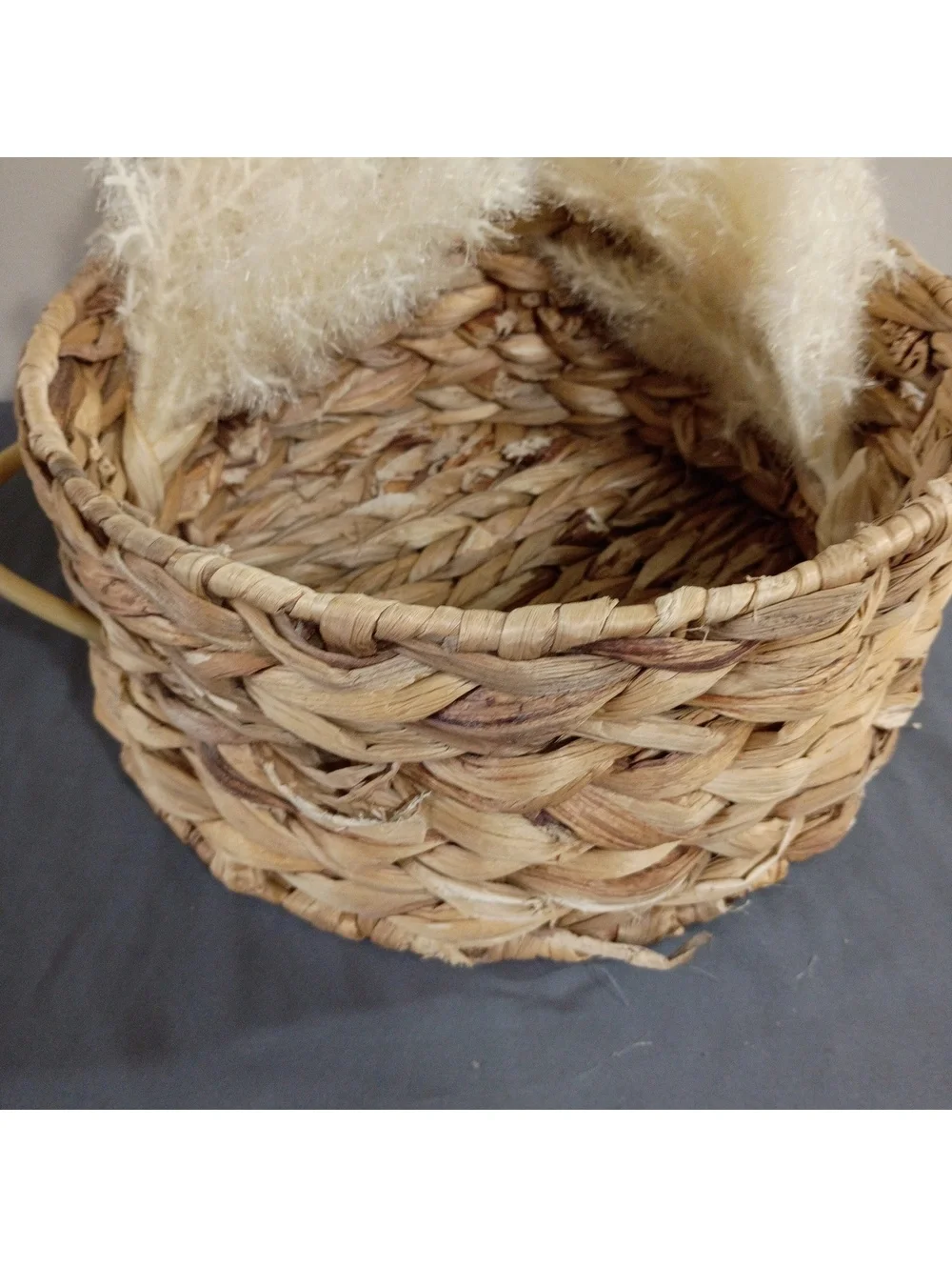 Handwoven Round Natural Wicker Basket with Handles